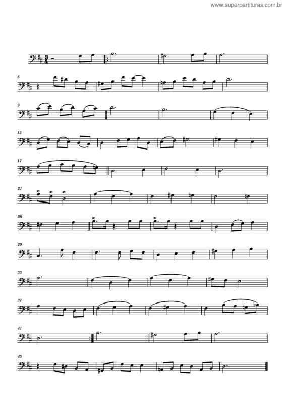 Partitura da música Paz No Vale – 47 Harpa Cristã