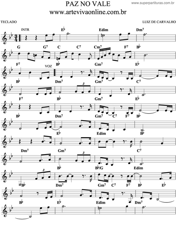 Partitura da música Paz No Vale v.2