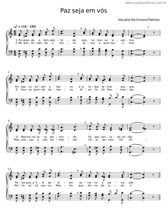 Partitura da música Paz Seja Em Vós – Horatio Richmond Palmer v.2