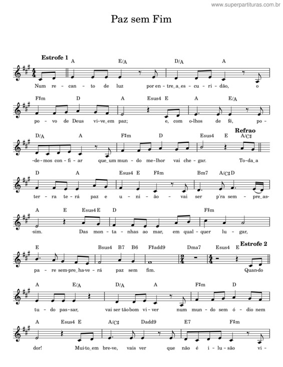 Partitura da música Paz Sem Fim