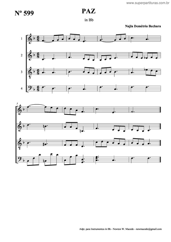 Partitura da música Paz v.3