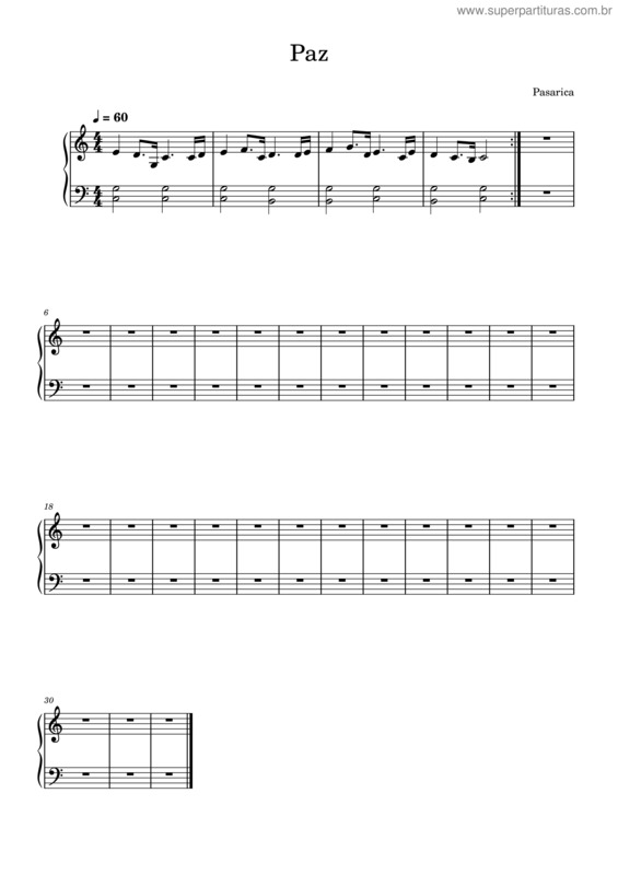 Partitura da música Paz v.4