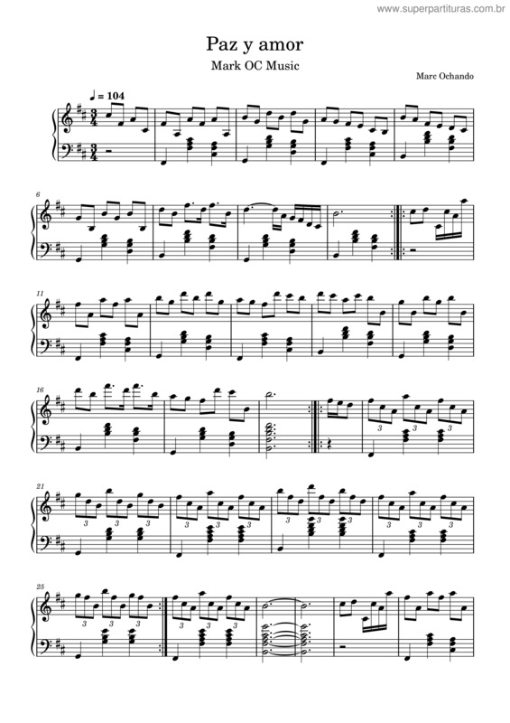 Partitura da música Paz Y Amor