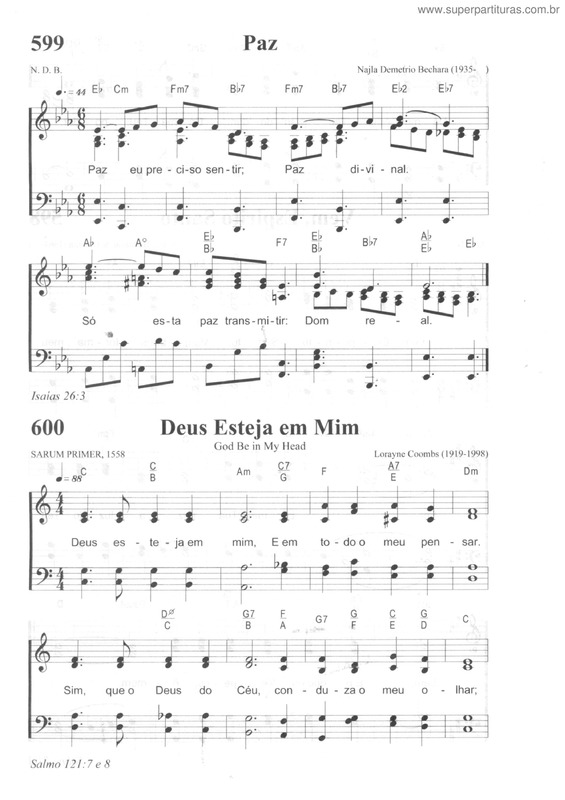 Partitura da música Paz