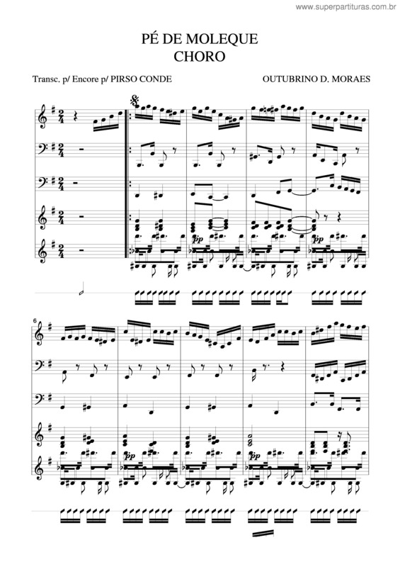 Partitura da música Pé De Moleque 