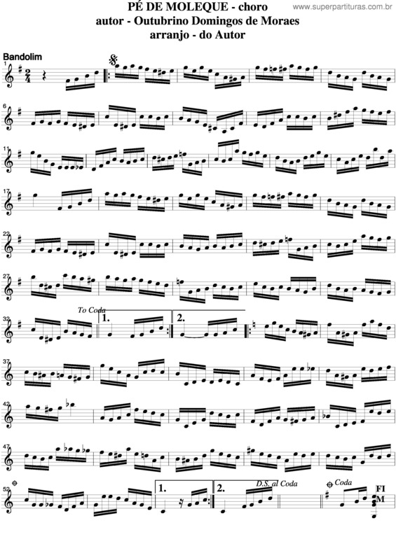 Partitura da música Pé De Moleque v.4