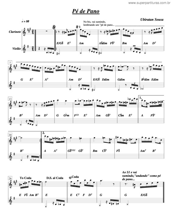 Partitura da música Pé De Pano