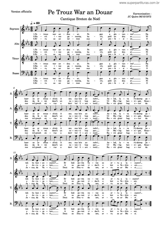 Partitura da música Pe Trouz War An Douar – Jc Quéro