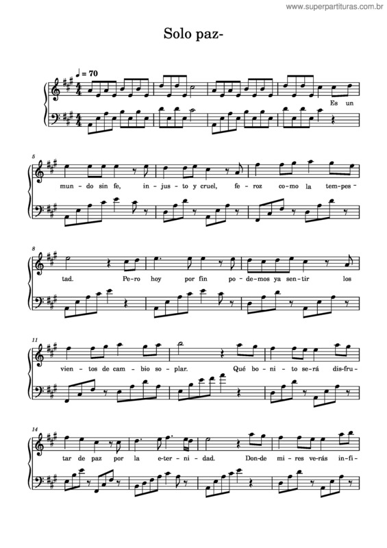 Partitura da música Peace At Last – Jw Peace At Last – Solo Paz
