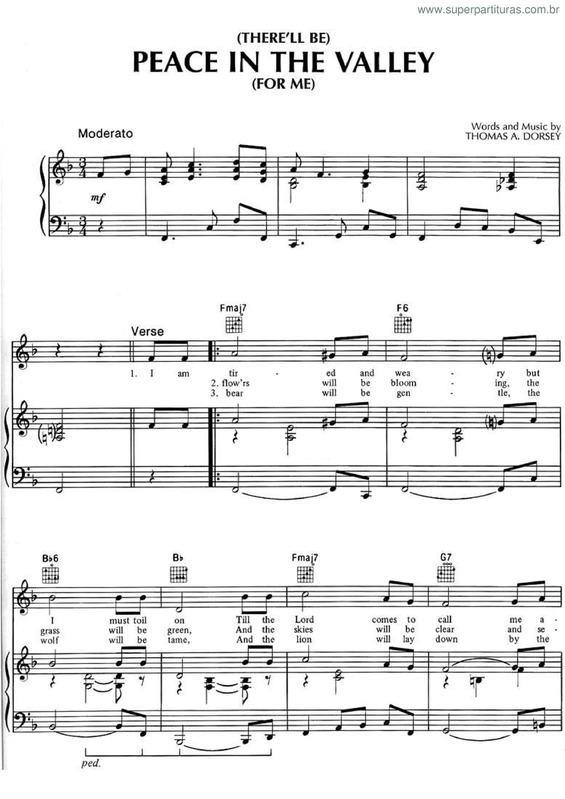 Partitura da música Peace In The Valley v.2