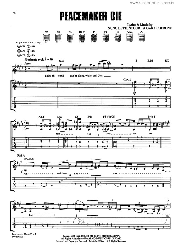 Partitura da música Peacemaker die