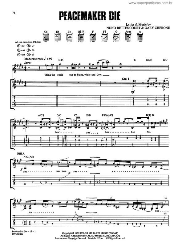 Partitura da música Peacemaker die