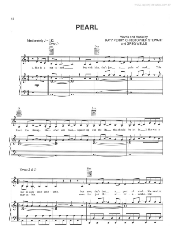 Partitura da música Pearl