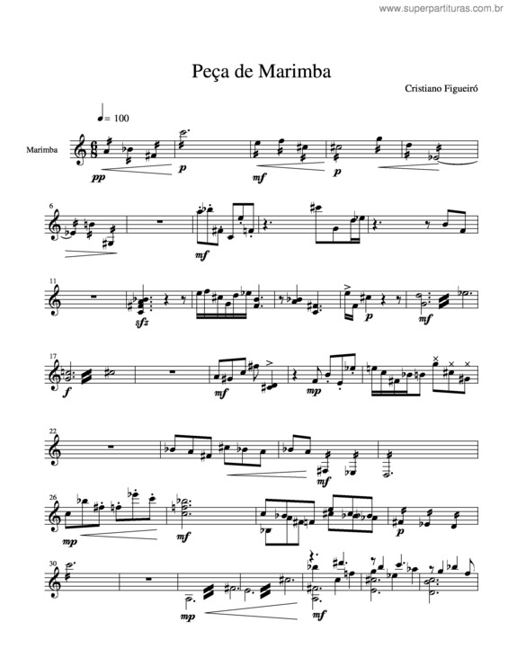 Partitura da música Peça de Marimba