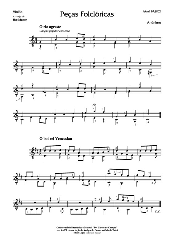 Partitura da música Peças Folclóricas