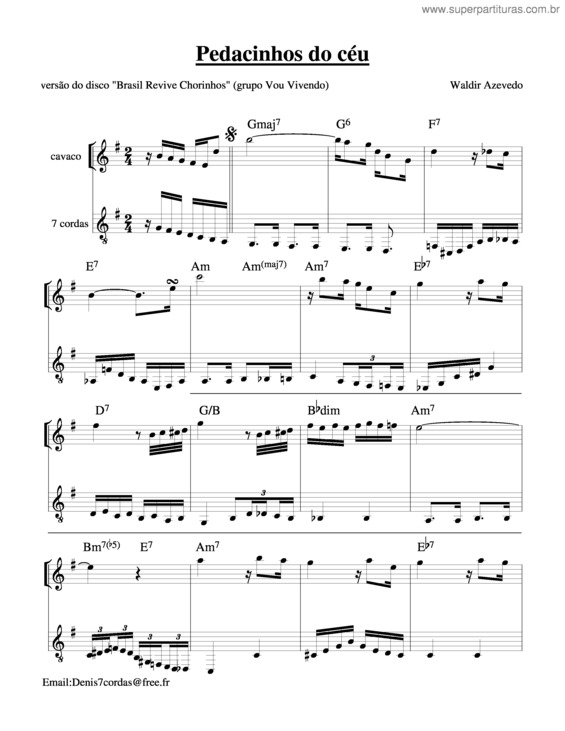 Partitura da música Pedacinho Do Céu v.3