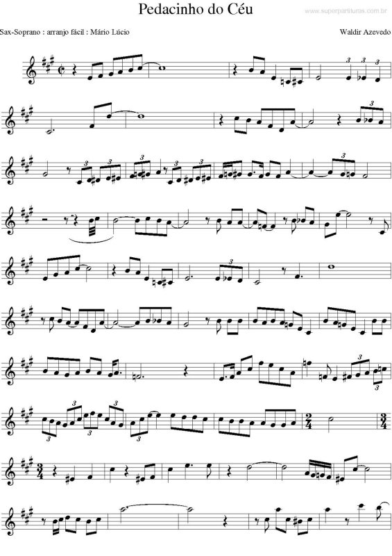 Partitura da música Pedacinho do Céu