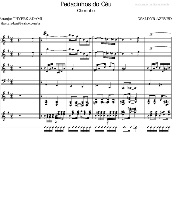 Partitura da música Pedacinhos do Céu v.2