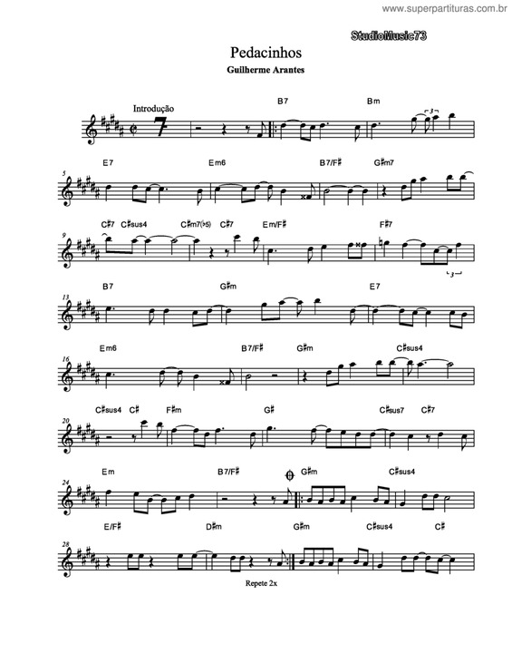 Partitura da música Pedacinhos