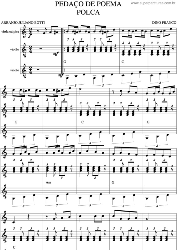 Partitura da música Pedaço De Poema