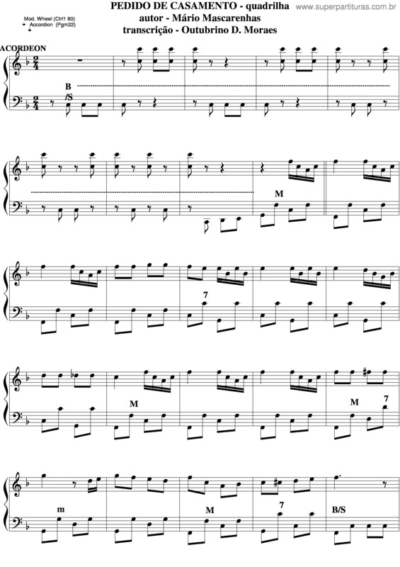 Partitura da música Pedido De Casamento v.2