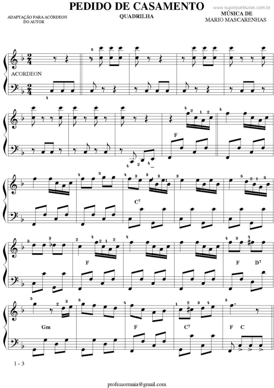 Partitura da música Pedido De Casamento