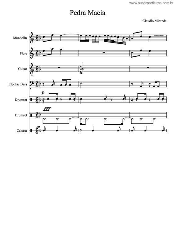 Partitura da música Pedra Macia