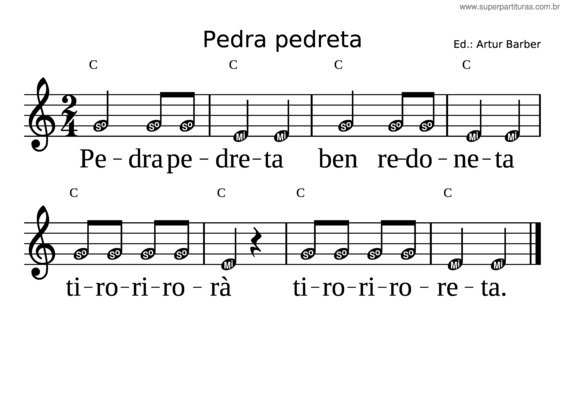 Partitura da música Pedra Pedreta