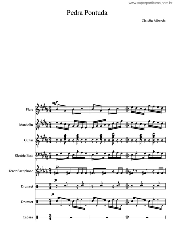 Partitura da música Pedra Pontuda