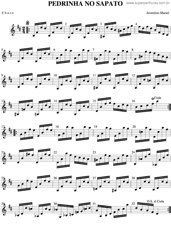 Partitura da música Pedrinha No Sapato