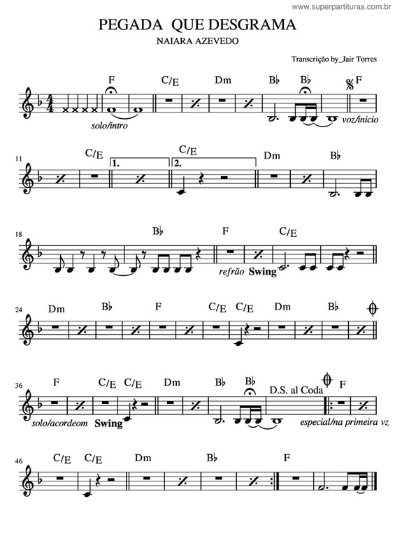 Partitura da música Pegada Que Desgrama