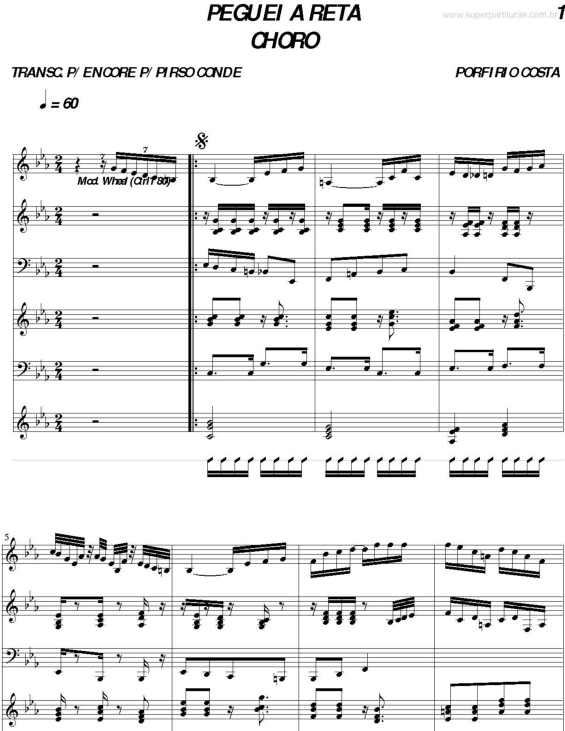 Partitura da música Peguei a Reta