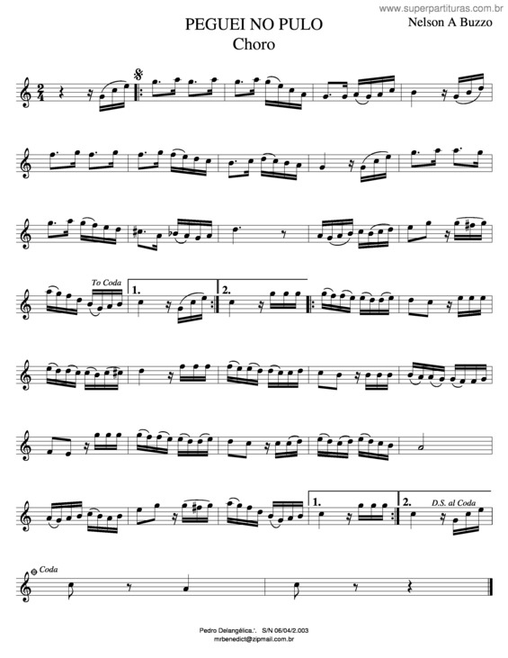 Partitura da música Peguei No Pulo