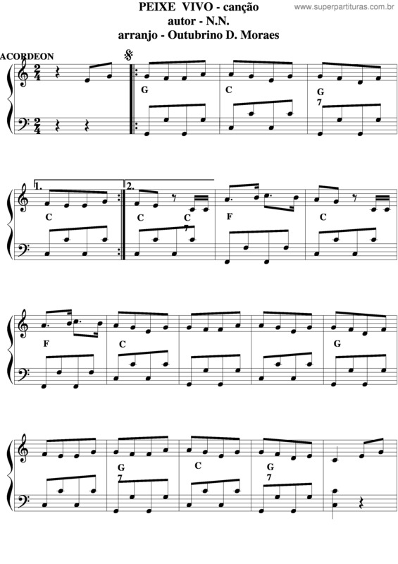 Partitura da música Peixe Vivo v.5