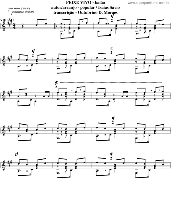 Partitura da música Peixe Vivo v.6