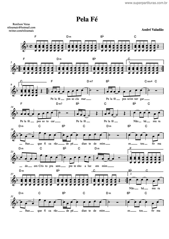 Partitura da música Pela Fé v.2