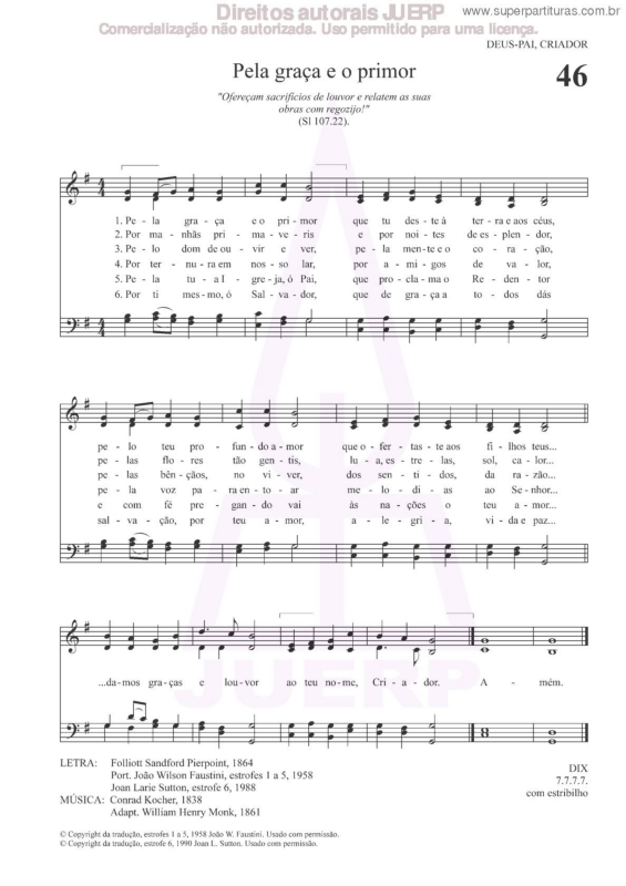 Partitura da música Pela Graça E O Primor - 46 HCC v.2