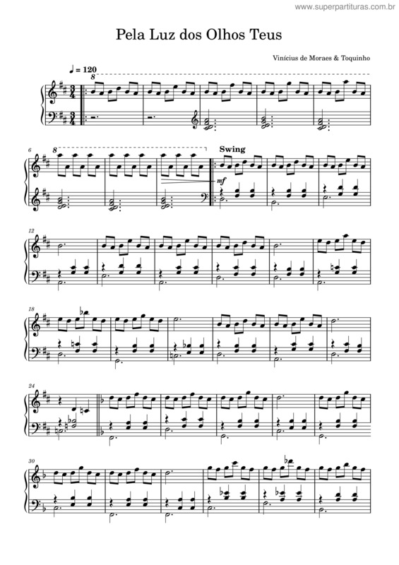 Partitura da música Pela Luz Dos Olhos Teus v.15
