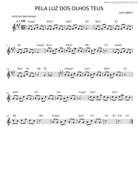 Partitura da música Pela Luz Dos Olhos Teus v.17