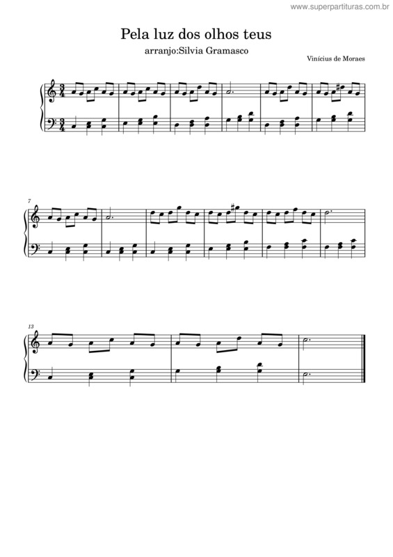 Partitura da música Pela Luz Dos Olhos Teus v.18