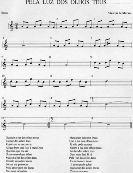 Partitura da música Pela Luz Dos Olhos Teus v.2