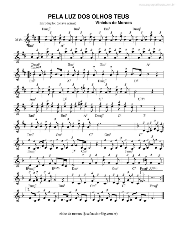 Partitura da música Pela Luz dos olhos Teus v.3