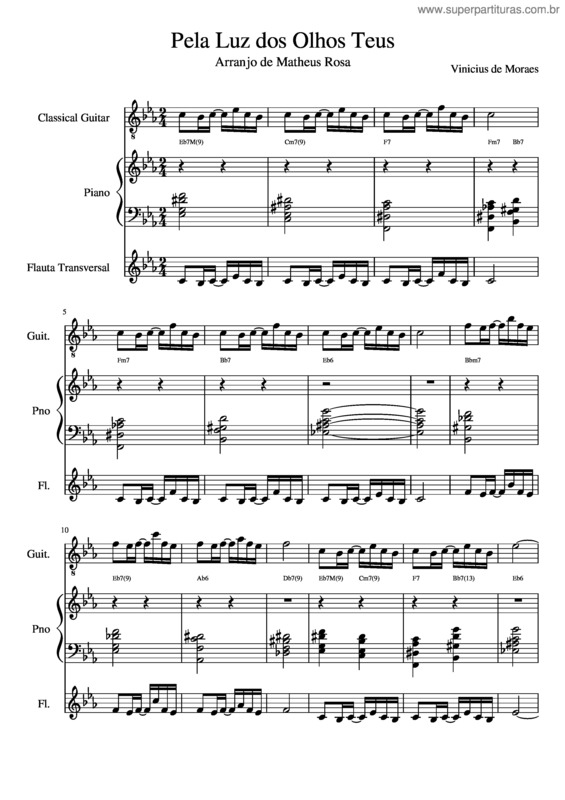 Partitura da música Pela Luz Dos Olhos Teus v.9