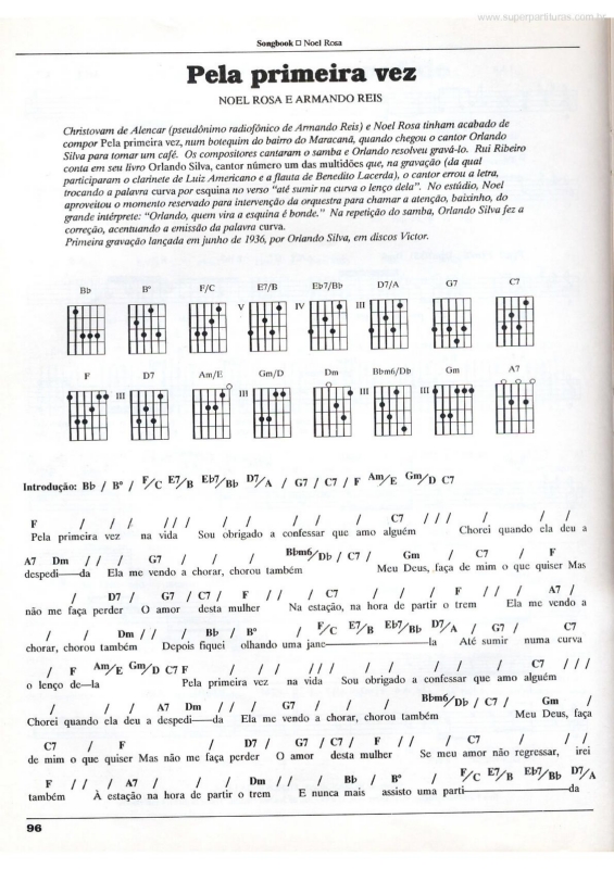 Partitura da música Pela Primeira Vez