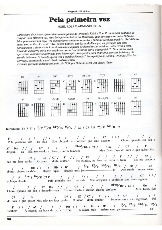 Partitura da música Pela Primeira Vez