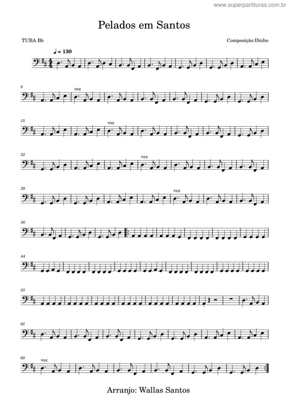 Partitura da música Pelados Em Santos – Mamonas Assassinas Pelados Em Santos Tuba