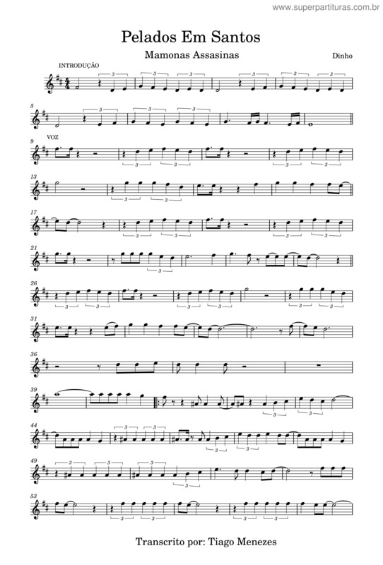 Partitura da música Pelados Em Santos – Mamonas Assassinas Pelados Em Santos v.2