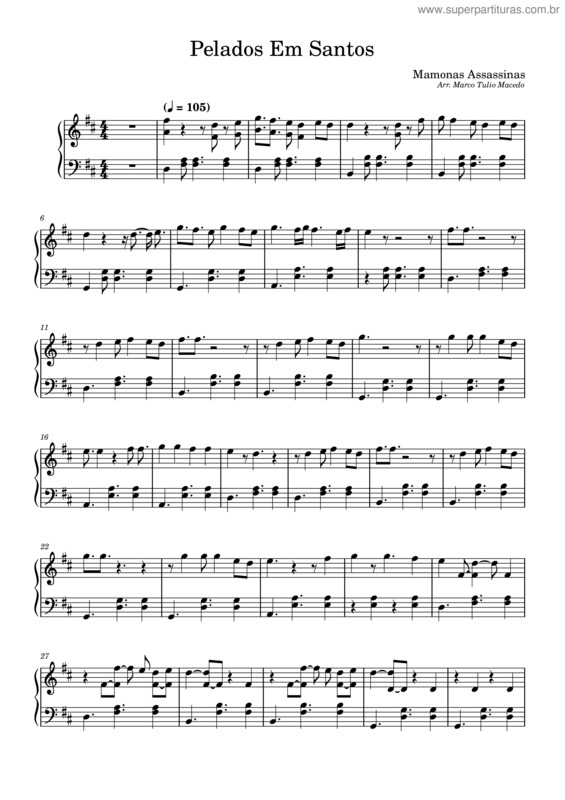 Partitura da música Pelados Em Santos – Mamonas Assassinas Pelados Em Santos
