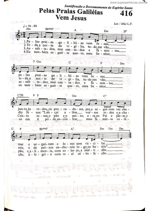 Partitura da música Pelas Praias Galileias Vem Jesus