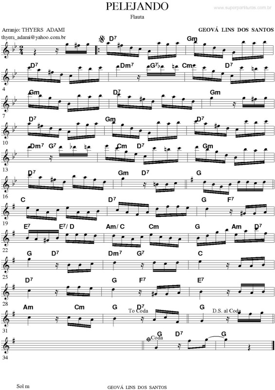 Partitura da música Pelejando